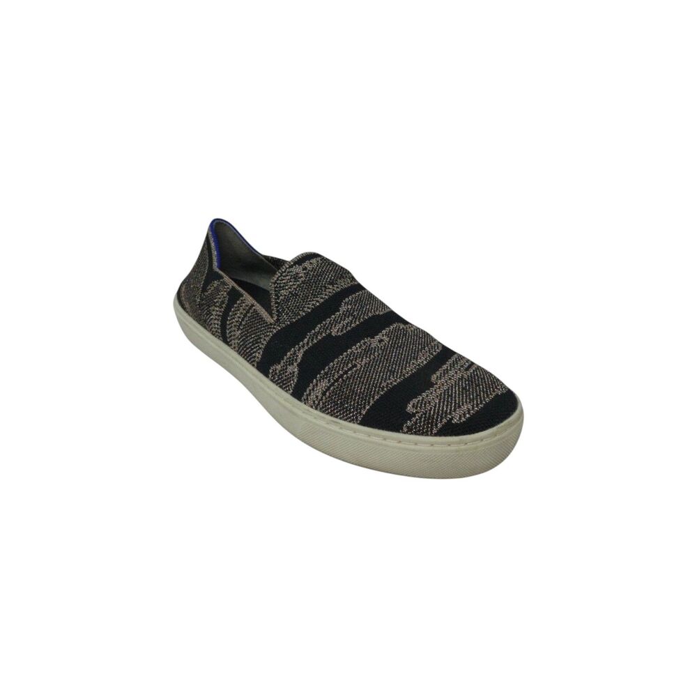 Rothys The Original Black Gold Shimmer Knit Stretch Slip On Sneaker Womens 8.5